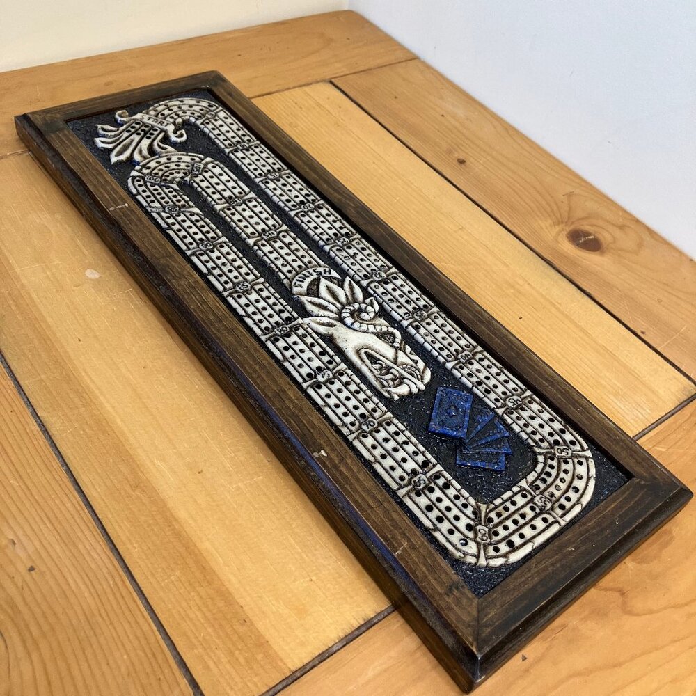 Quetzalcóatl Aztec Dragon Cribbage Board Wood & Resin Crib Game